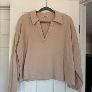 Madewell Light Pink/Tan Boxy Polo Sweater